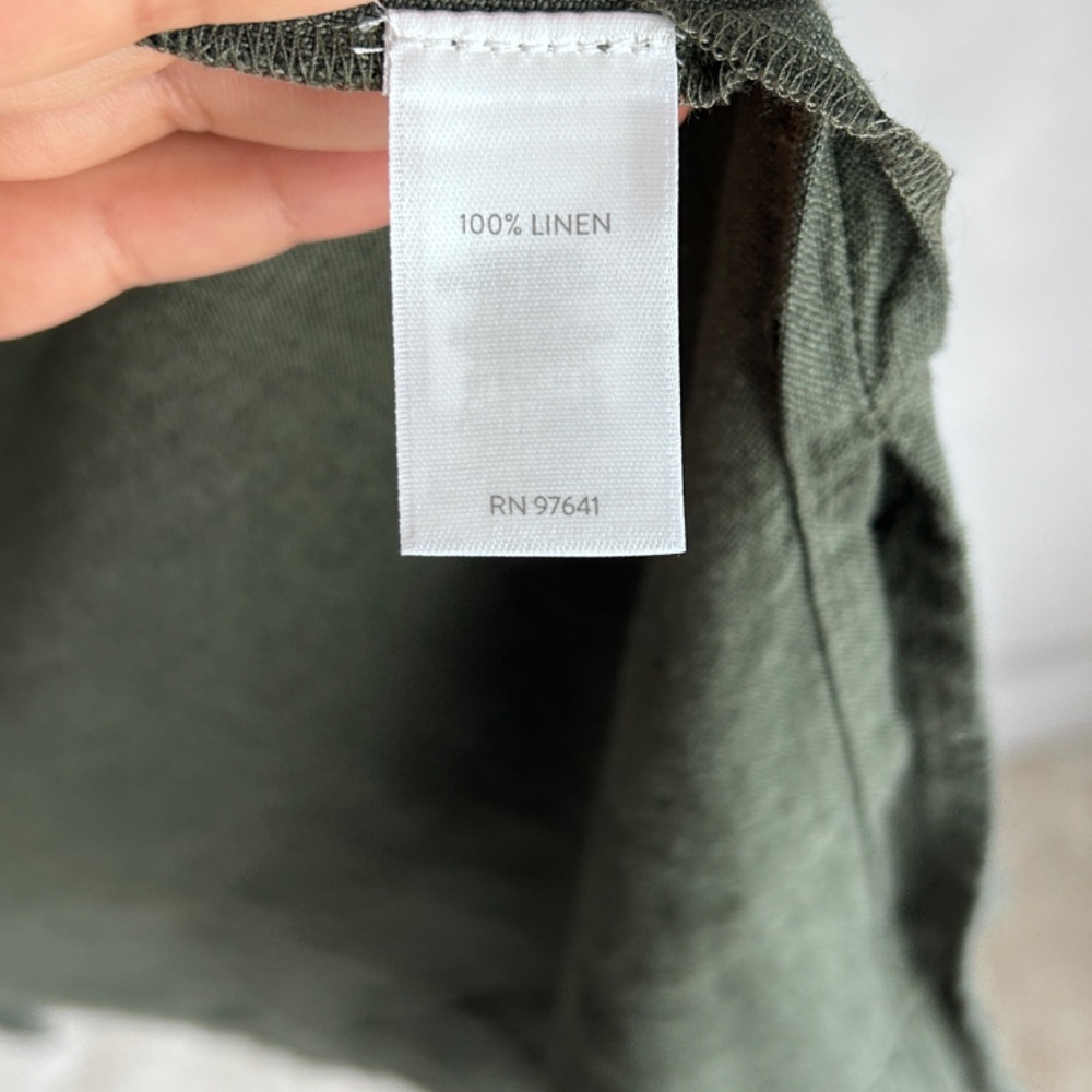 J. Jill midi shirt dress plus size 2X 100% linen green button up short sleeve - Picture 13 of 14